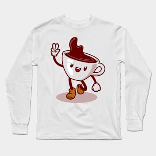 Coffee cup cartoon character Long Sleeve T-Shirt